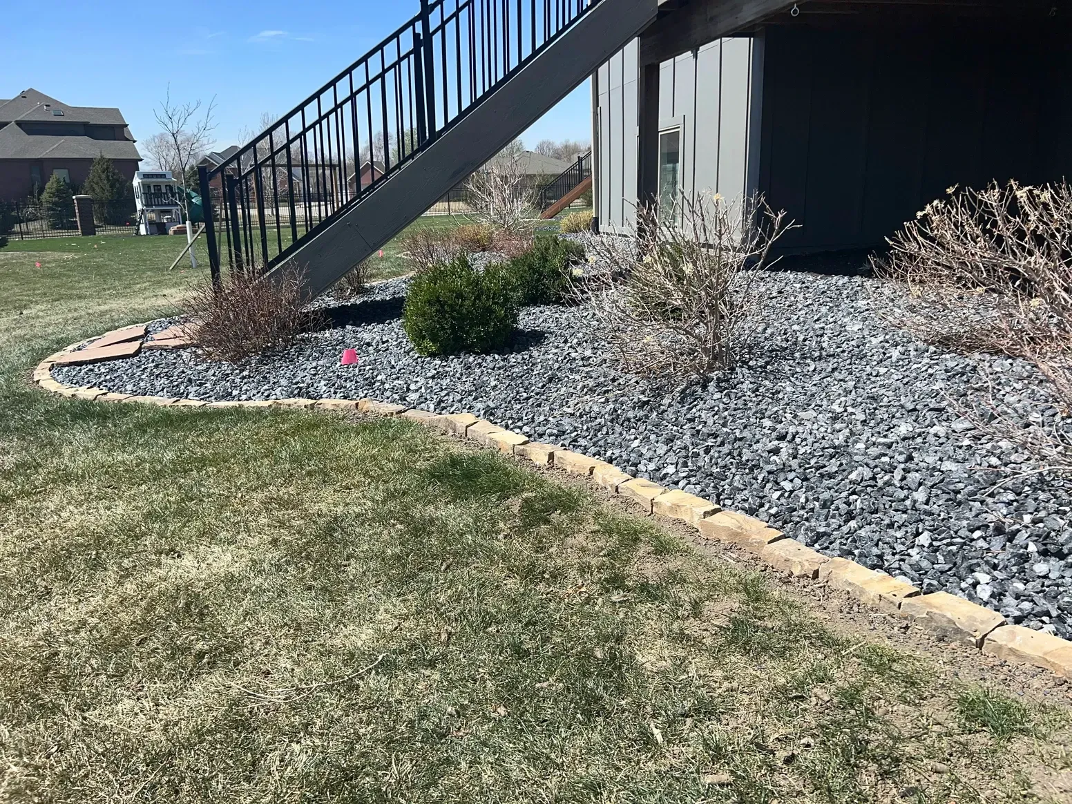 Staircase in The Backyard of A House — Exeter, NE — Axline Landscaping & Trees