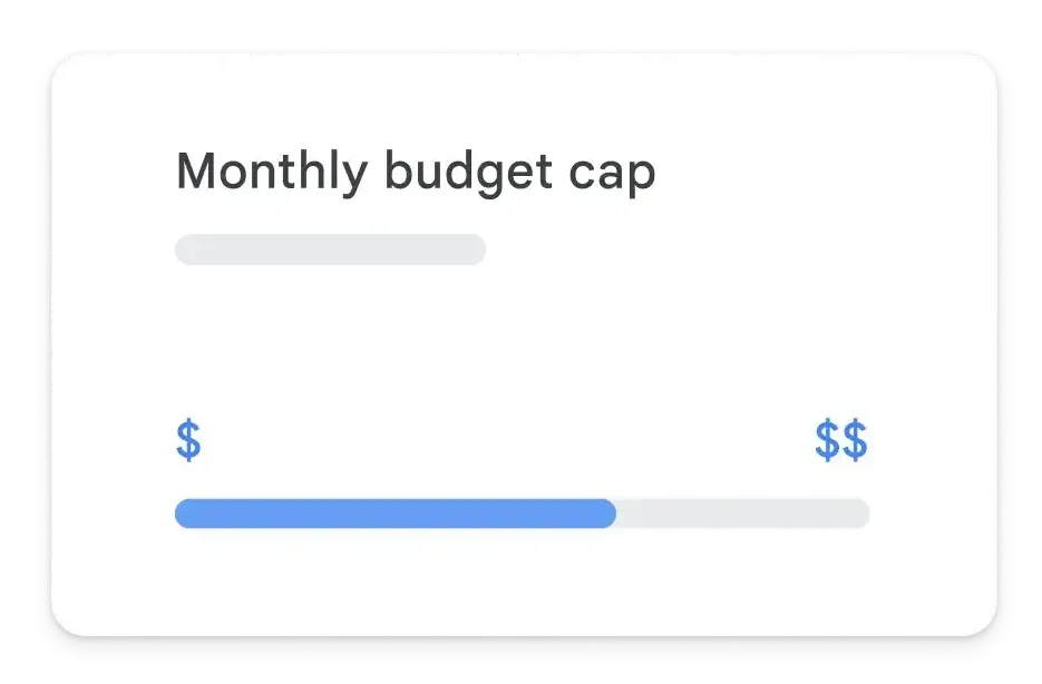 A monthly budget cap is shown on a white background.