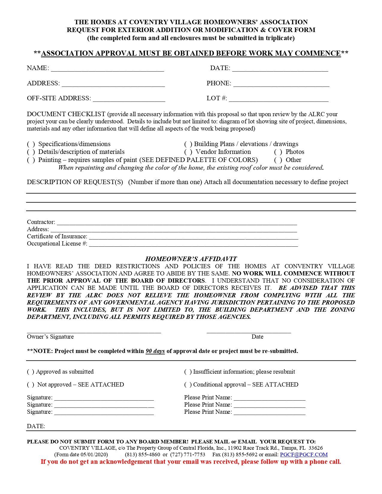 Architectural Application Forms 05012020