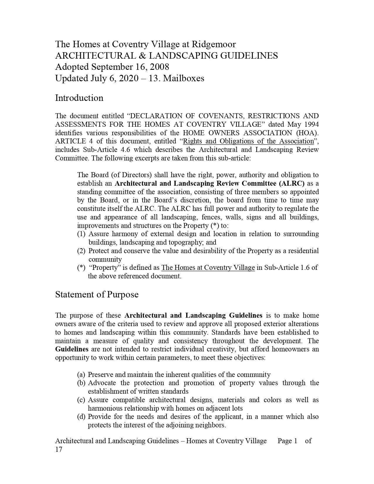 Architectural Guidelines - Updated July 06 2020