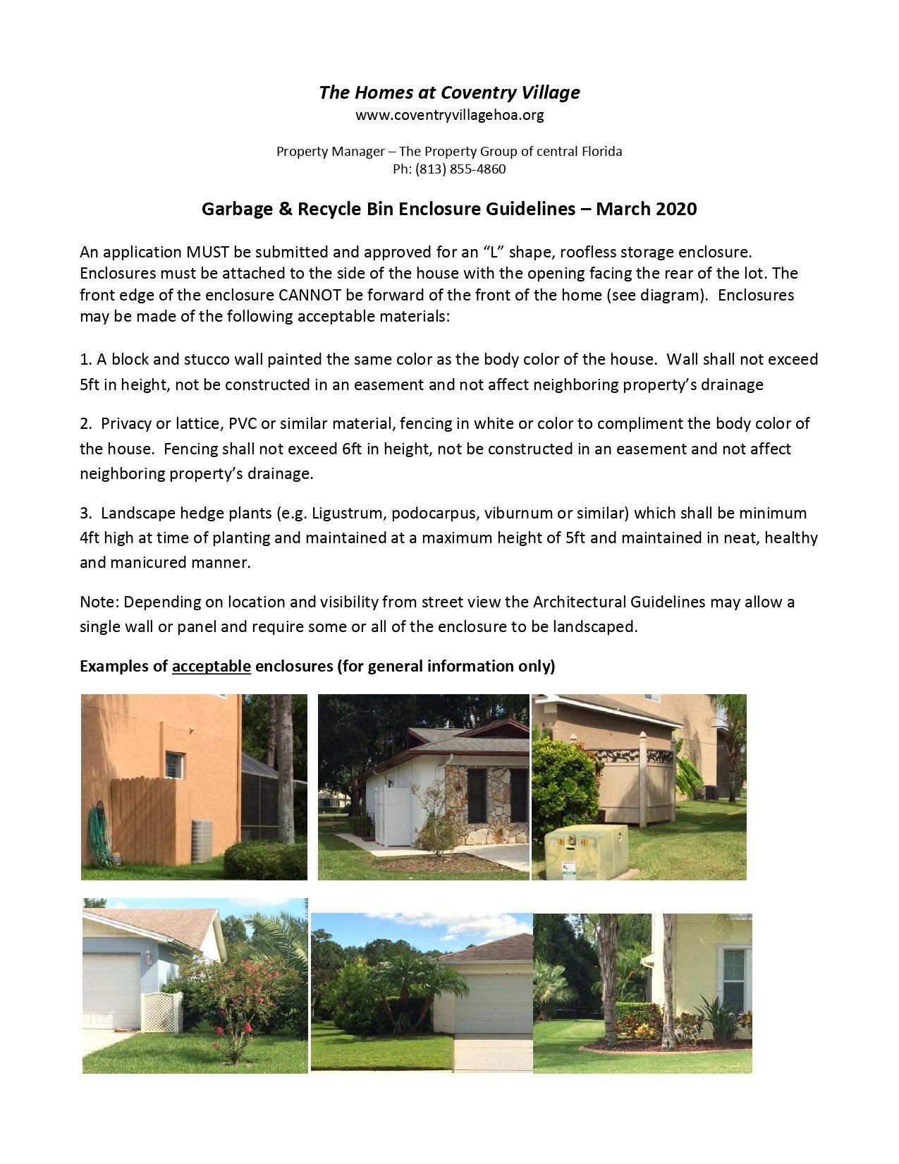 Architectural Requirements Garbage Bin Enclosures March 2020