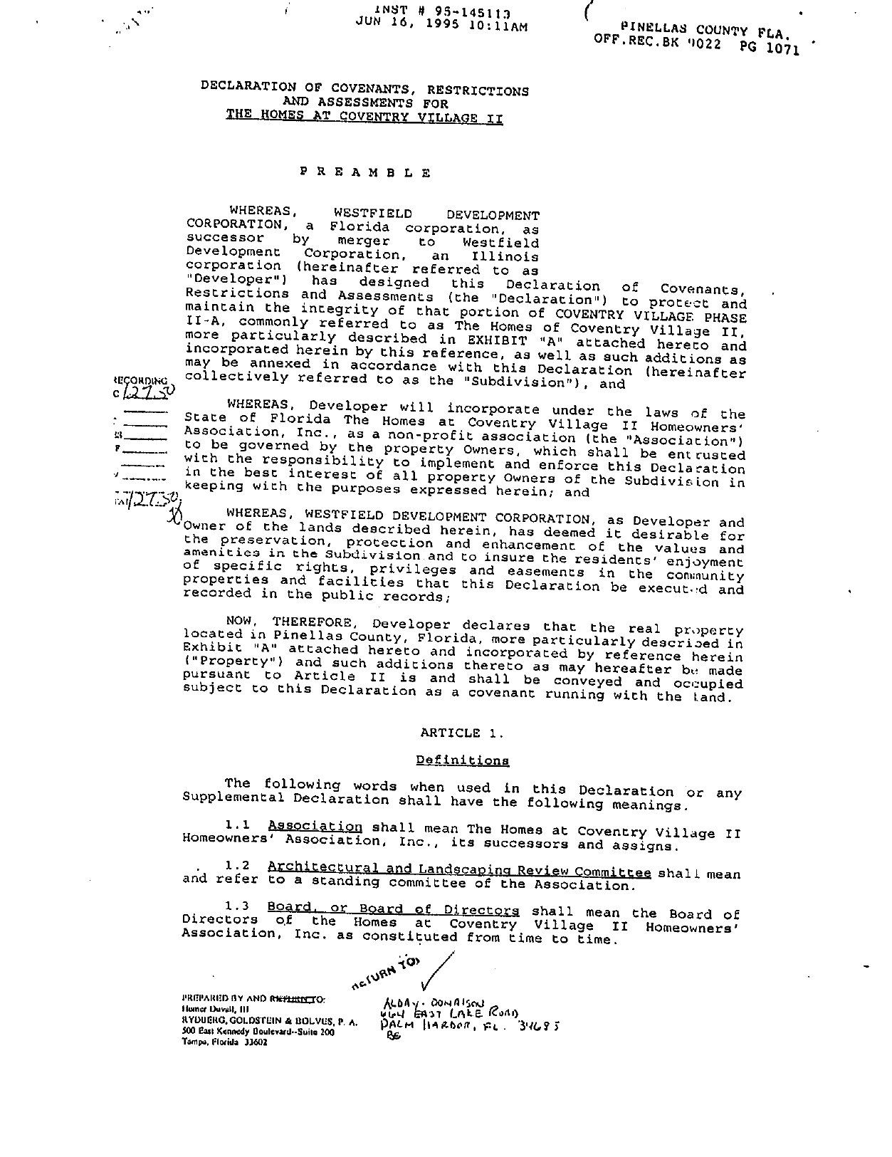 Declaration of Covenants Village II