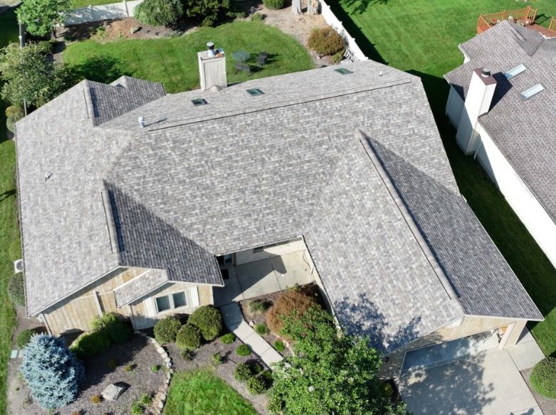 Aerial view of new roof