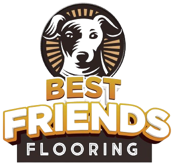 A logo for Best Friends Flooring with a dog on it