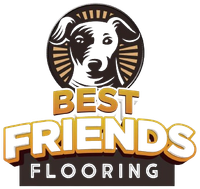 A logo for Best Friends Flooring with a dog on it