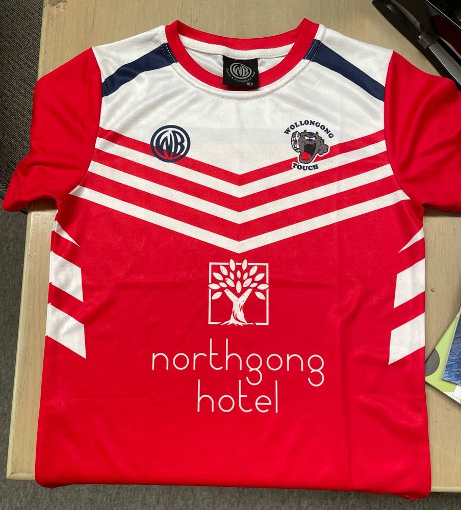 Printed Red And White Shirt — Promotional Apparel In Wollongong, NSW