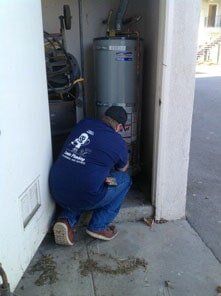 A water heater replacement underway in Goleta, CA