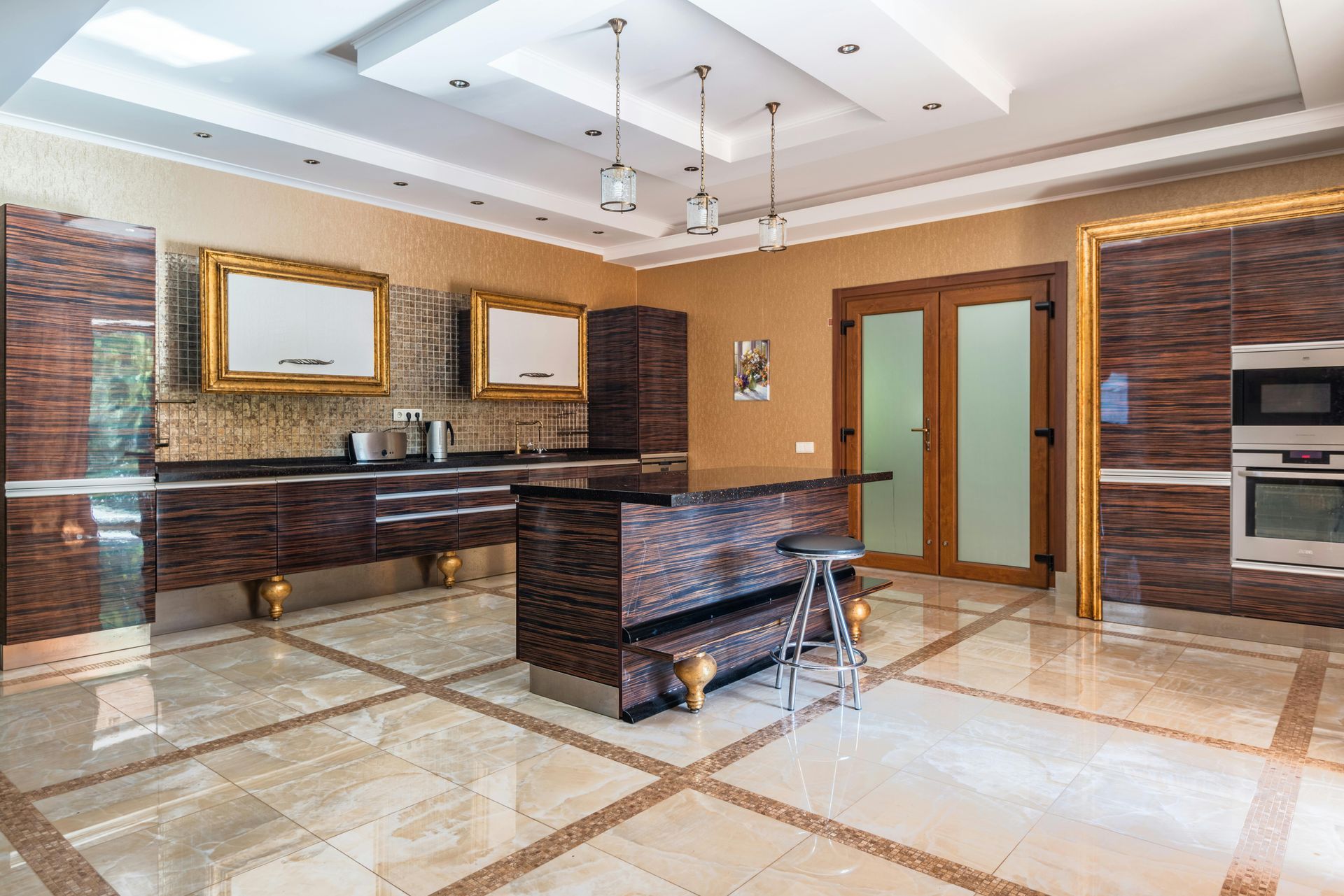 Before and after comparison of a kitchen countertop. The 