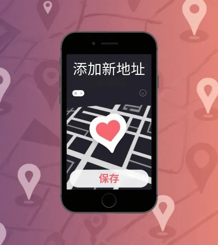 驛馬達達快速預約功能的圖示,展示用戶可以保存常用地址。圖片強調線上預約車輛的效率,讓用戶能一鍵選擇常用地點,省去手動輸入時間。