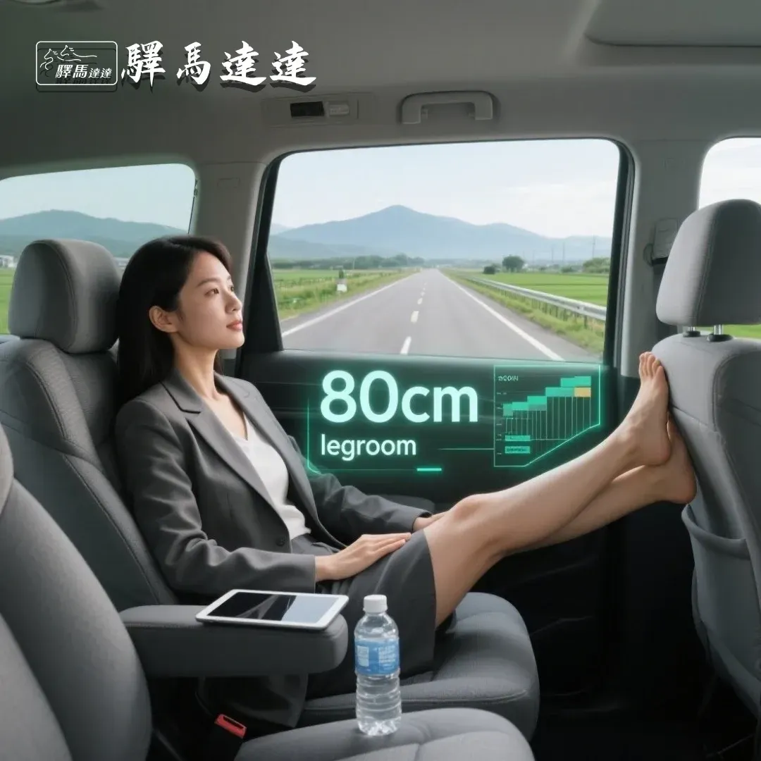 驛馬達達商務包車座位空間數據,台中出差舒適體驗,機場接送寬敞車型,台灣商務旅行首選。