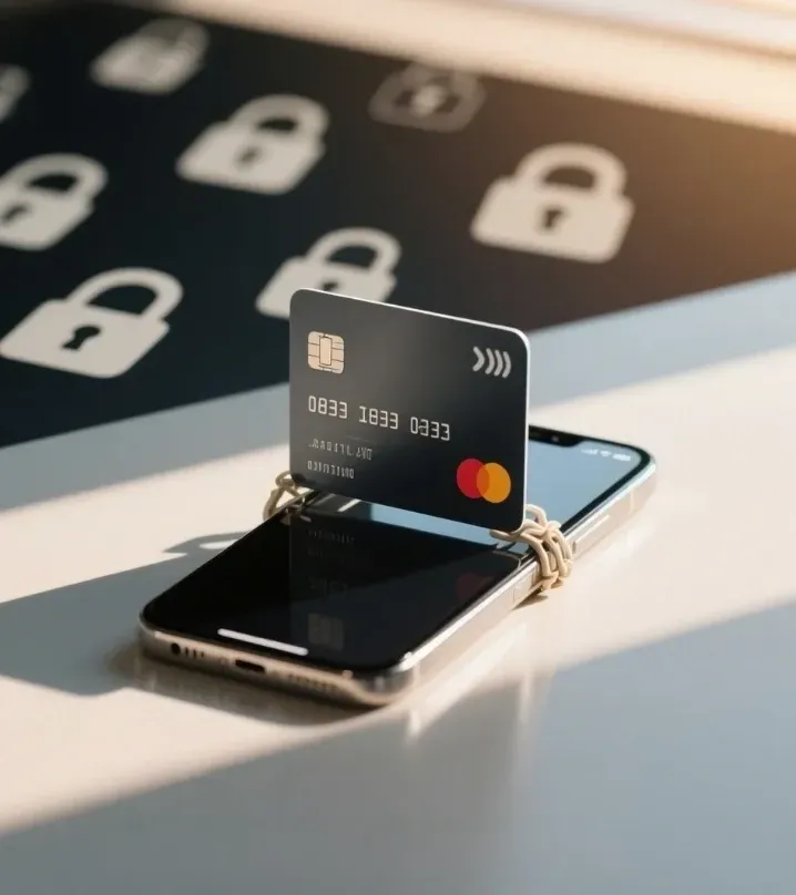 驛馬達達叫車服務的信用卡綁定功能圖示。圖片強調線上付款的安全性,並顯示信用卡與手機相連,提醒用戶綁定信用卡能讓租車服務更方便。