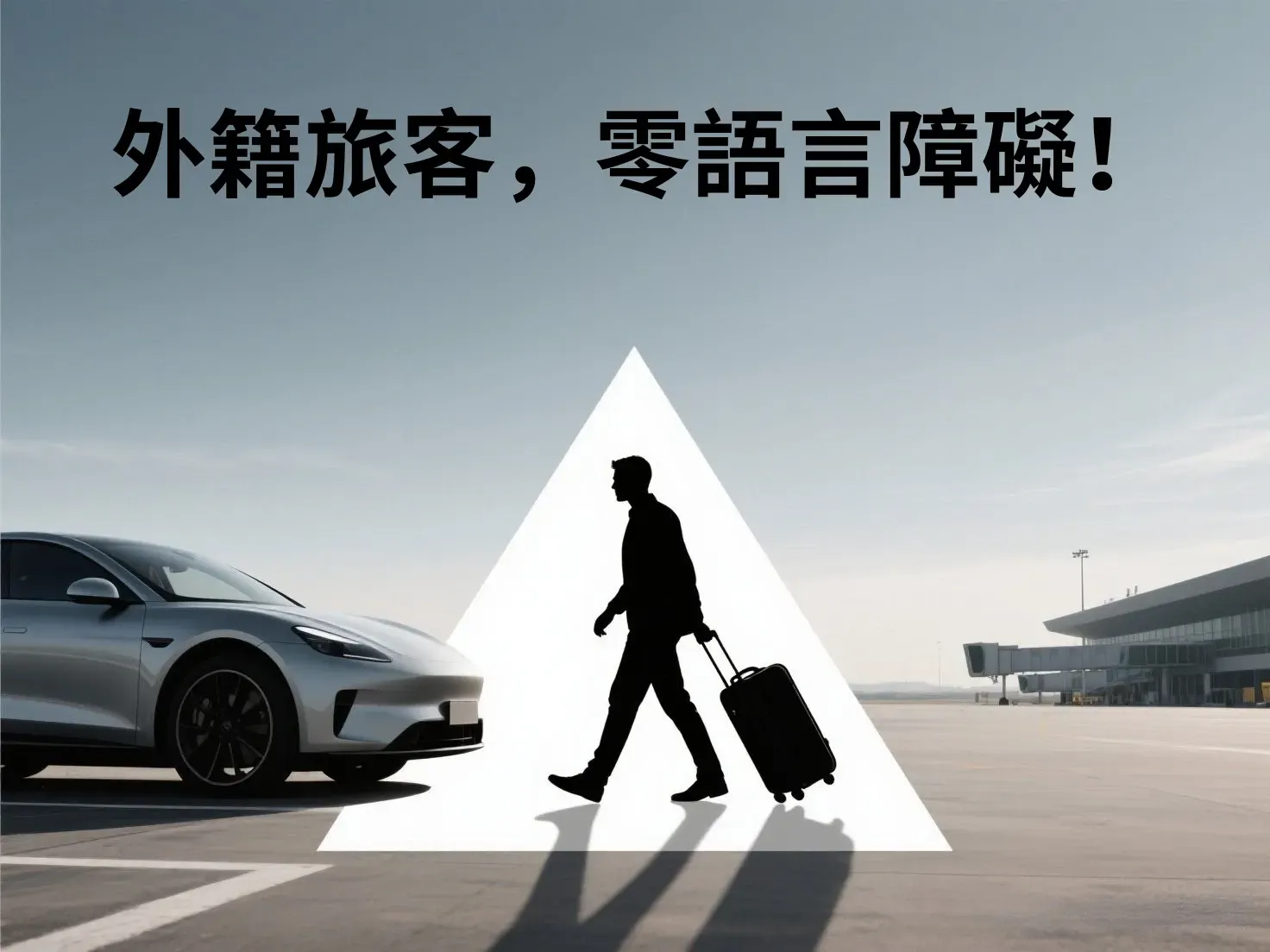極簡風格設計，外籍旅客專屬機場接送圖像