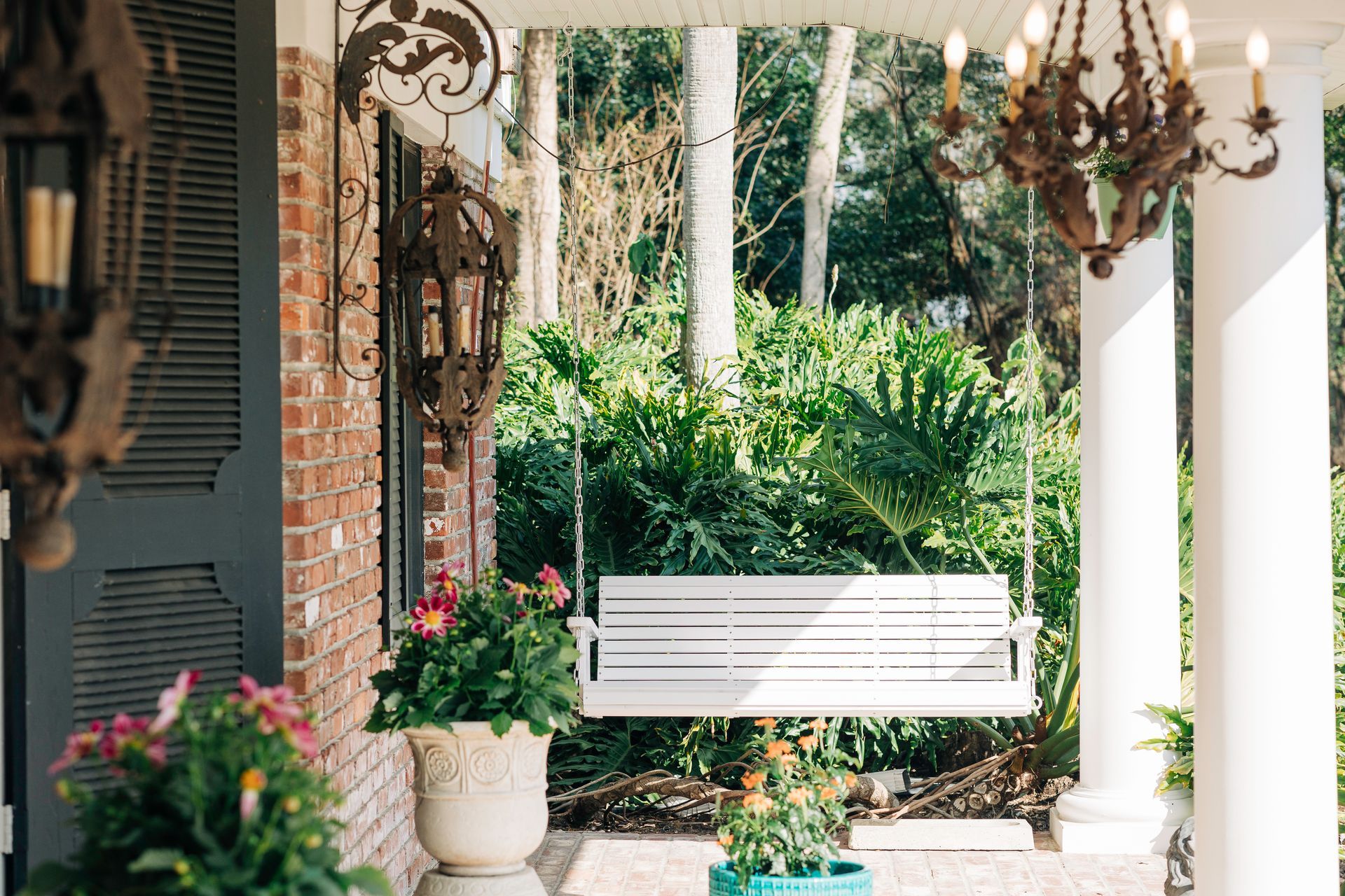 White porch swing
