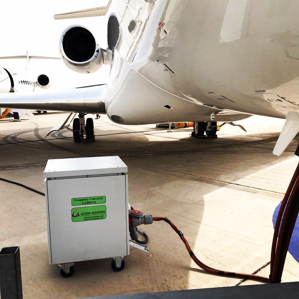 Frequency converter plugged into airplane