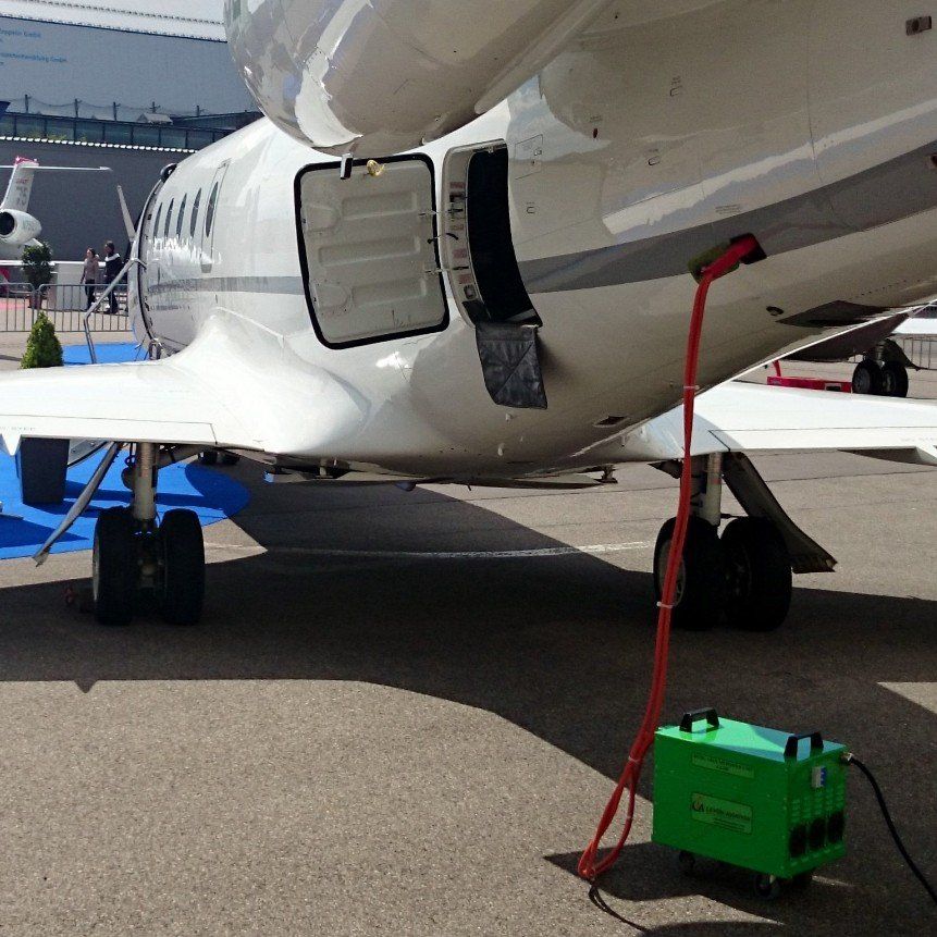Aircraft engineers examining plane checklist