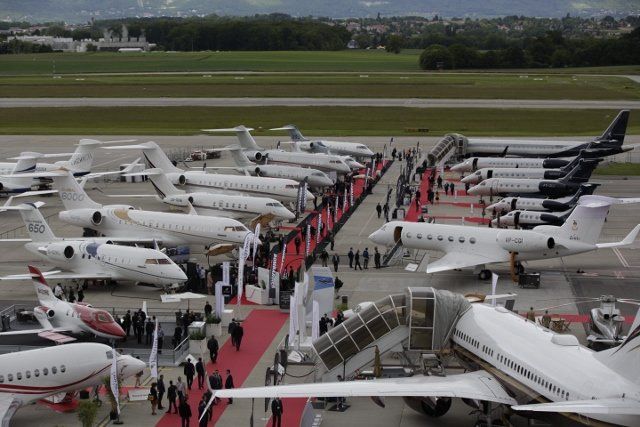 Airshow - parked aircrafts on display