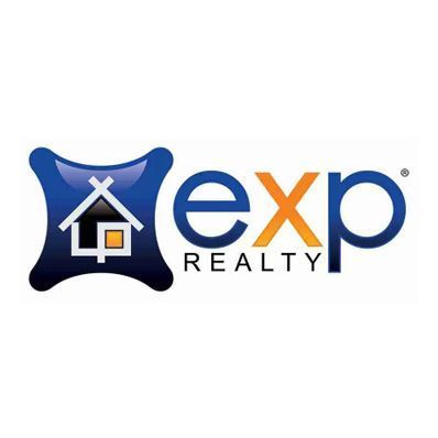Logo for eXp Realty, featuring a stylized house within a blue shape and the company name in blue and orange.