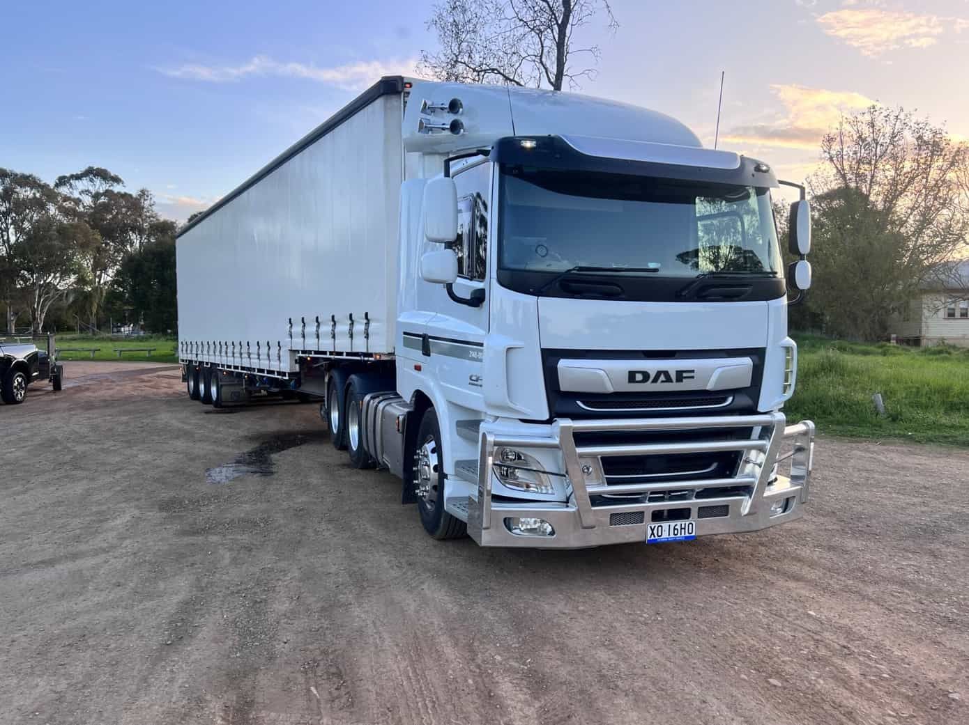 A Semi Truck is Parked in a Dirt Lot — Goulburn Transport In Goulburn, NSW