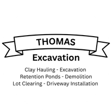 Logo for Thomas Excavation, featuring 