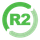 A green circle with the letter r2 inside of it.