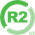 A green and white logo for r2 v3