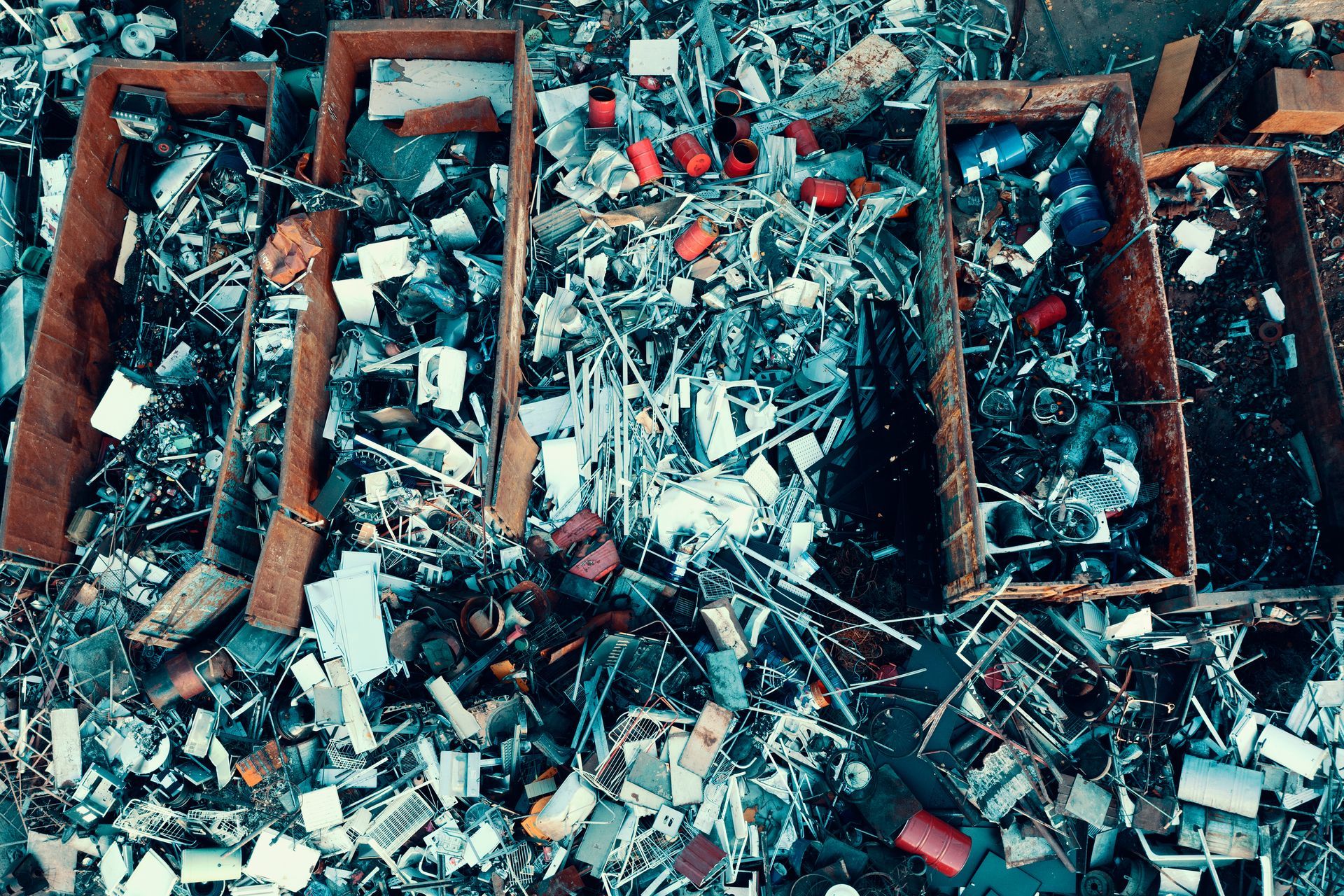 stacks of scrap metal ready for scrap steel recycling