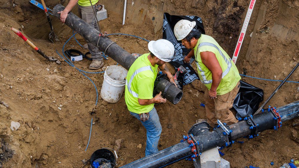 Worker Installing Water Pipes — Chaska, MN — Kusske Construction Company
