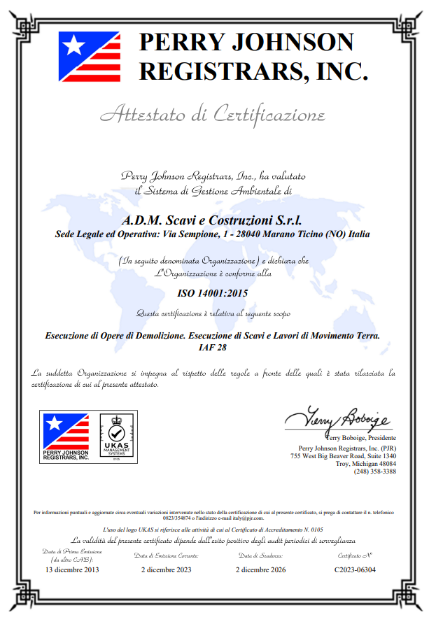 CERTIFICATO ISO 140012015