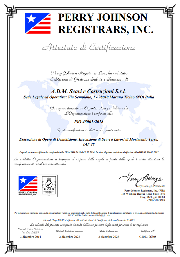 CERTIFICATO ISO 450012018