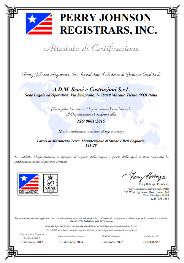 certificato ISO 90012015