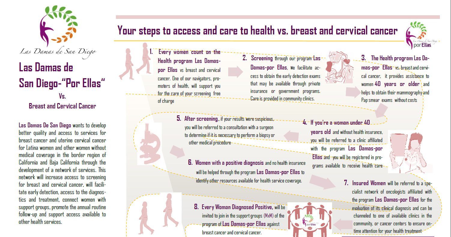 Se muestra un folleto sobre el cáncer de mama sobre un fondo blanco.