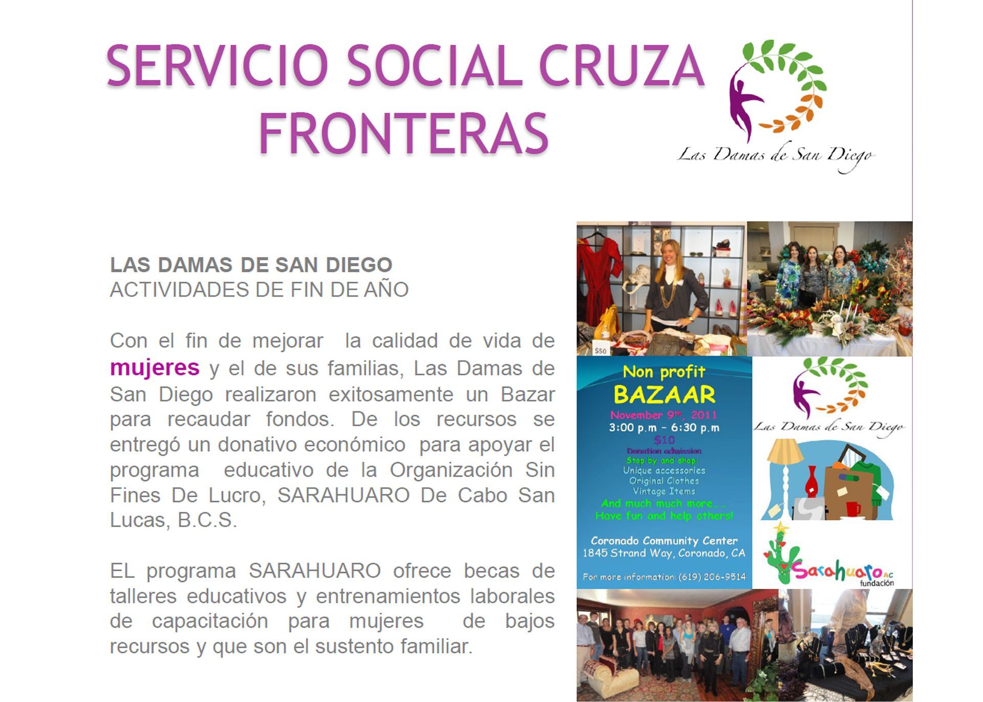 A flyer for servicio social cruza fronteras in spanish