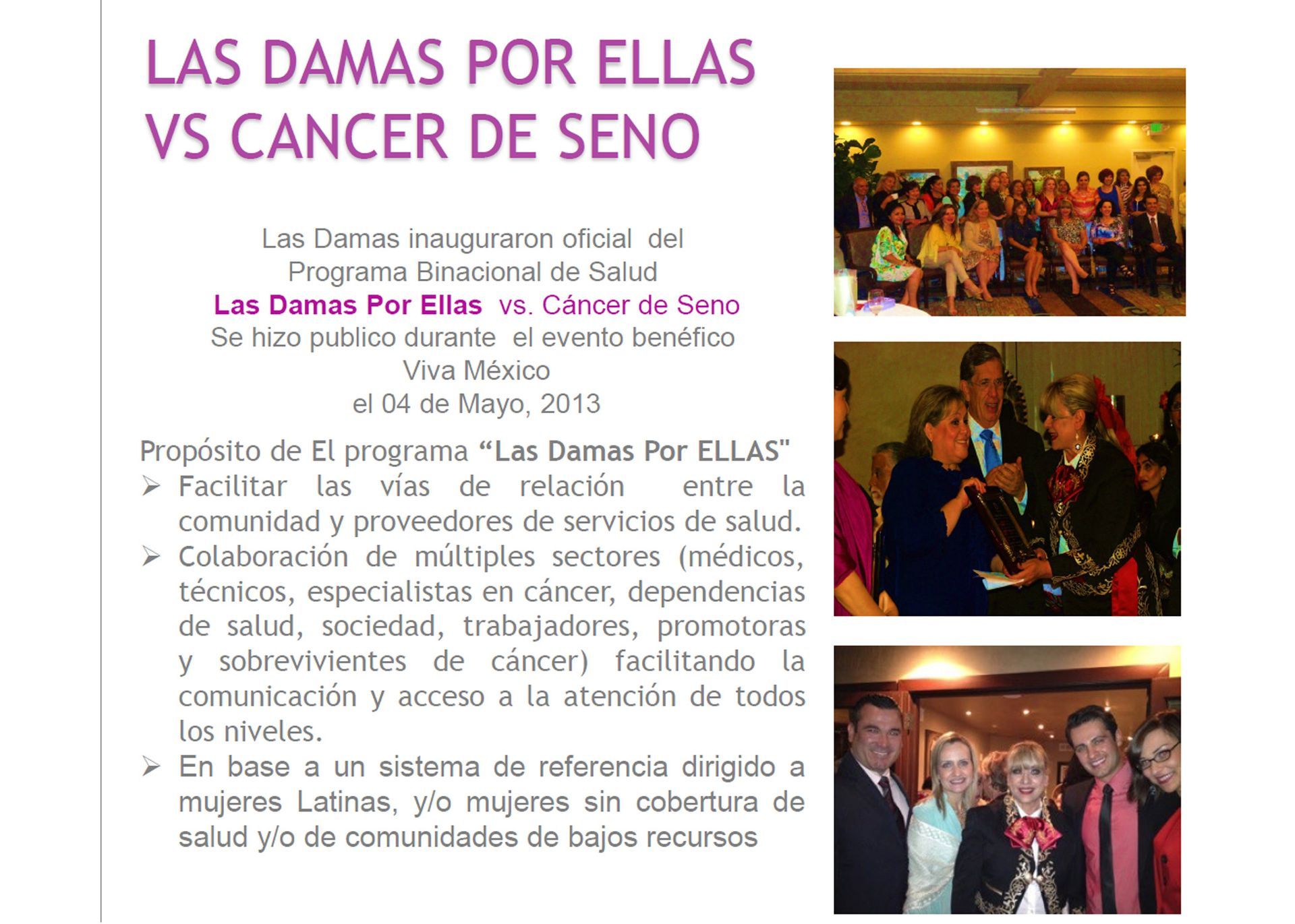 A flyer for las damas por ellas vs cancer de seno