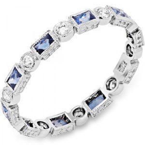 Ring With Alternating Colors Of Blue & Silver — Diamandel Diamonds — Allen, TX