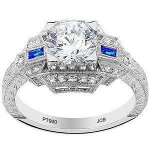 Engagement Ring  With Small Blue Stone — Diamandel Diamonds — Allen, TX