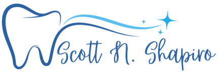 A blue outline of a tooth next to the text