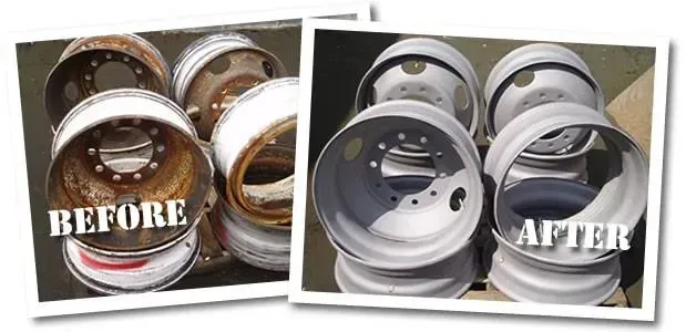 Wheel Rim Before and After — Latrobe, TAS — Clarkes Painting Services Pty Ltd