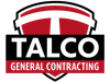 The logo for talco general contracting is a shield with a t on it.