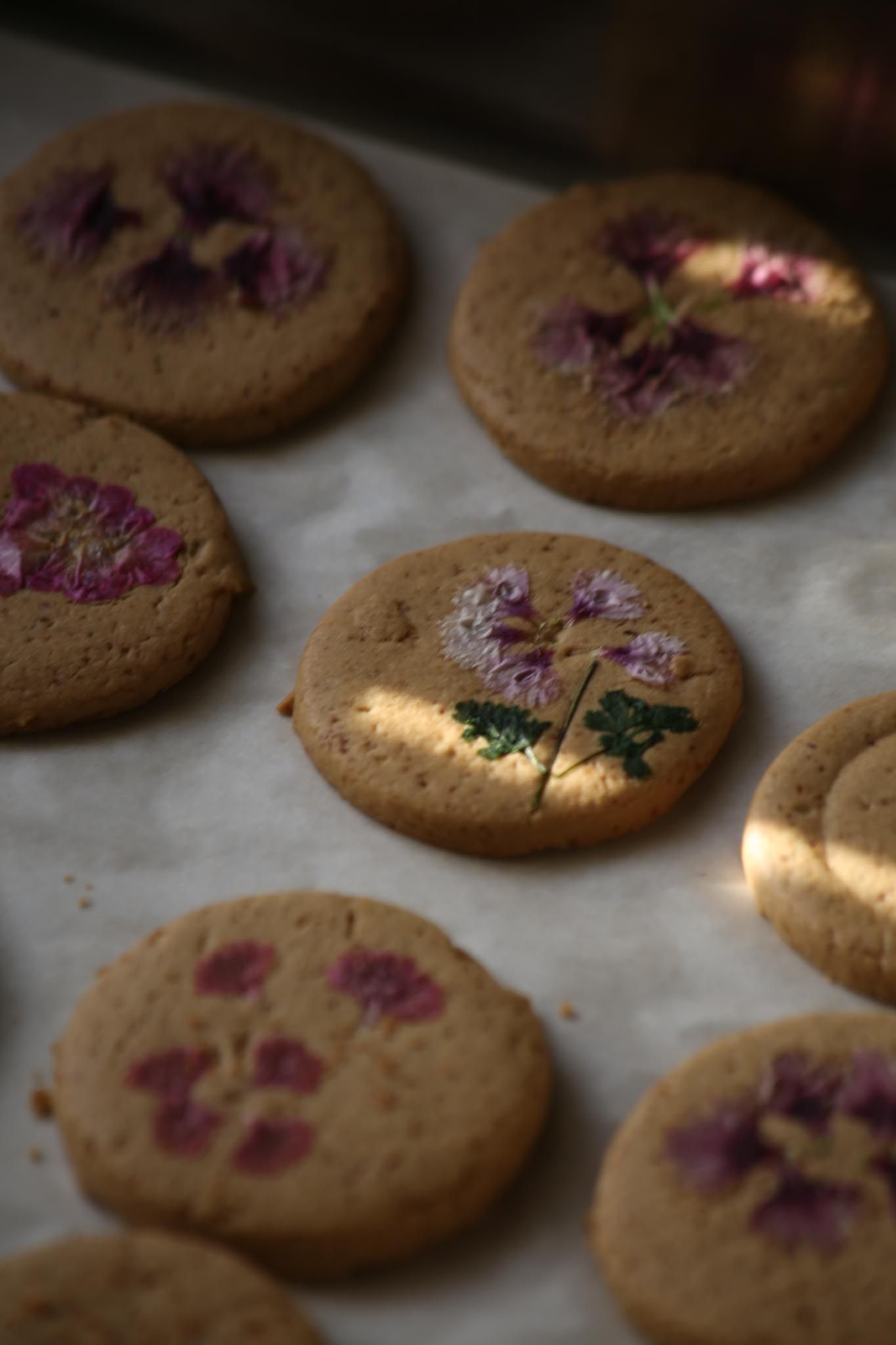Edible Flower Three Ingredient Shortbread Cookies