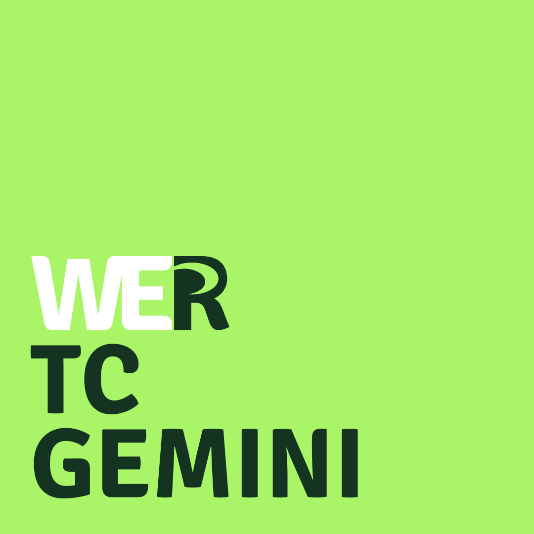 The words We R TC gemini is on a green background