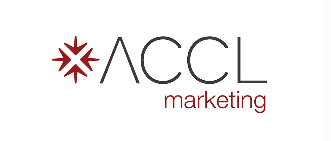 A logo for accl marketing with a star on it