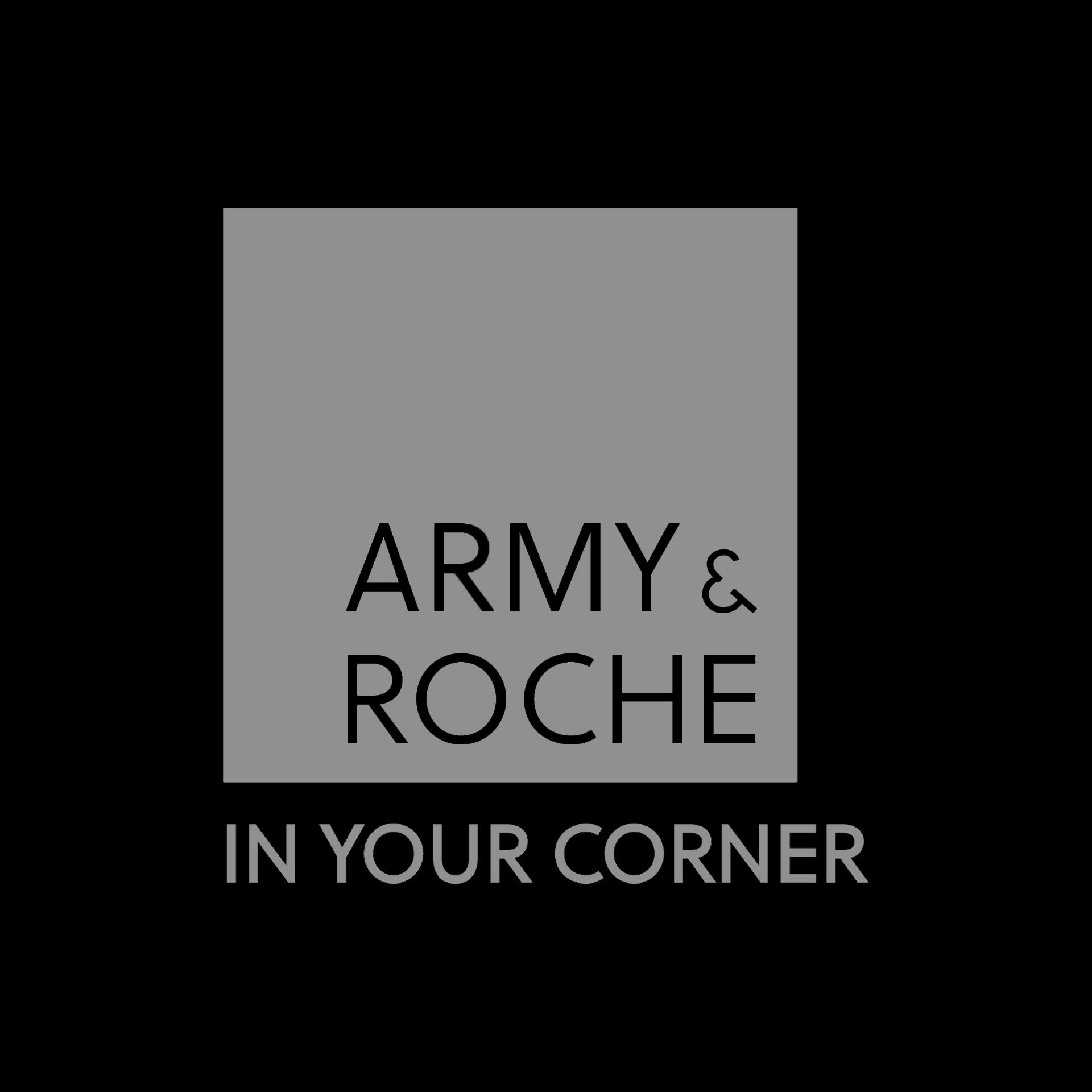 Army & roche in your corner logo on a black background