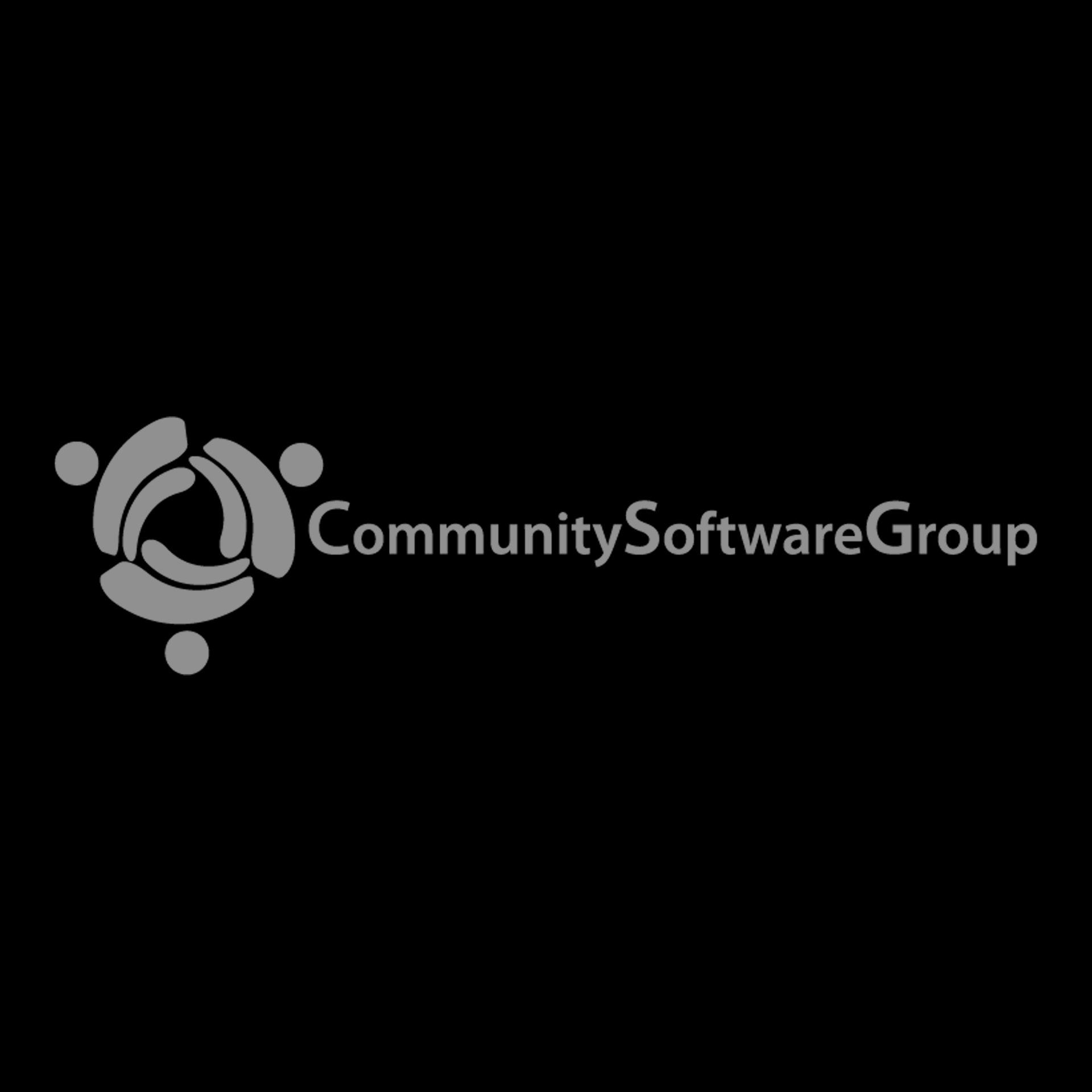 The community software group logo is on a black background.
