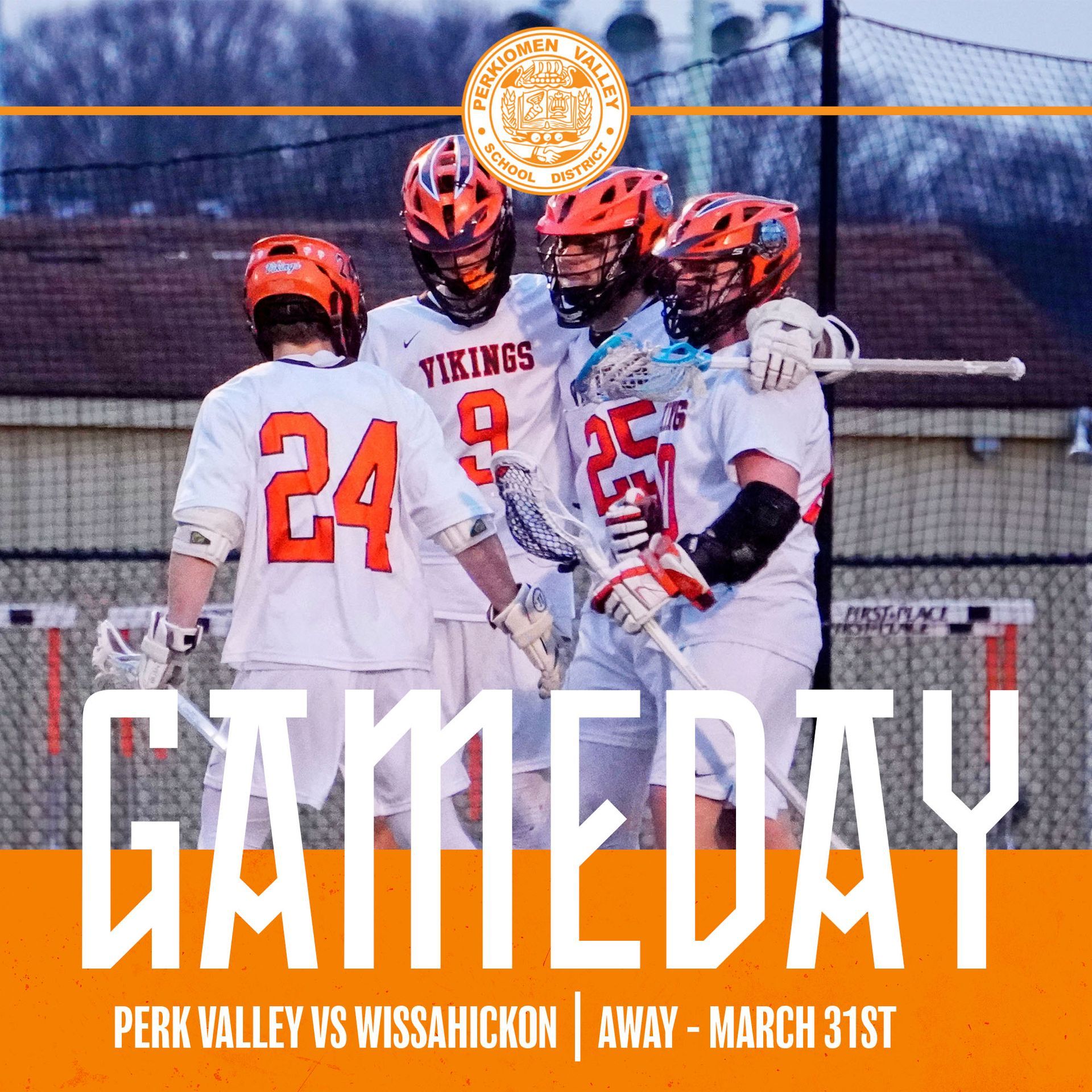 A lacrosse game is being played on march 31st