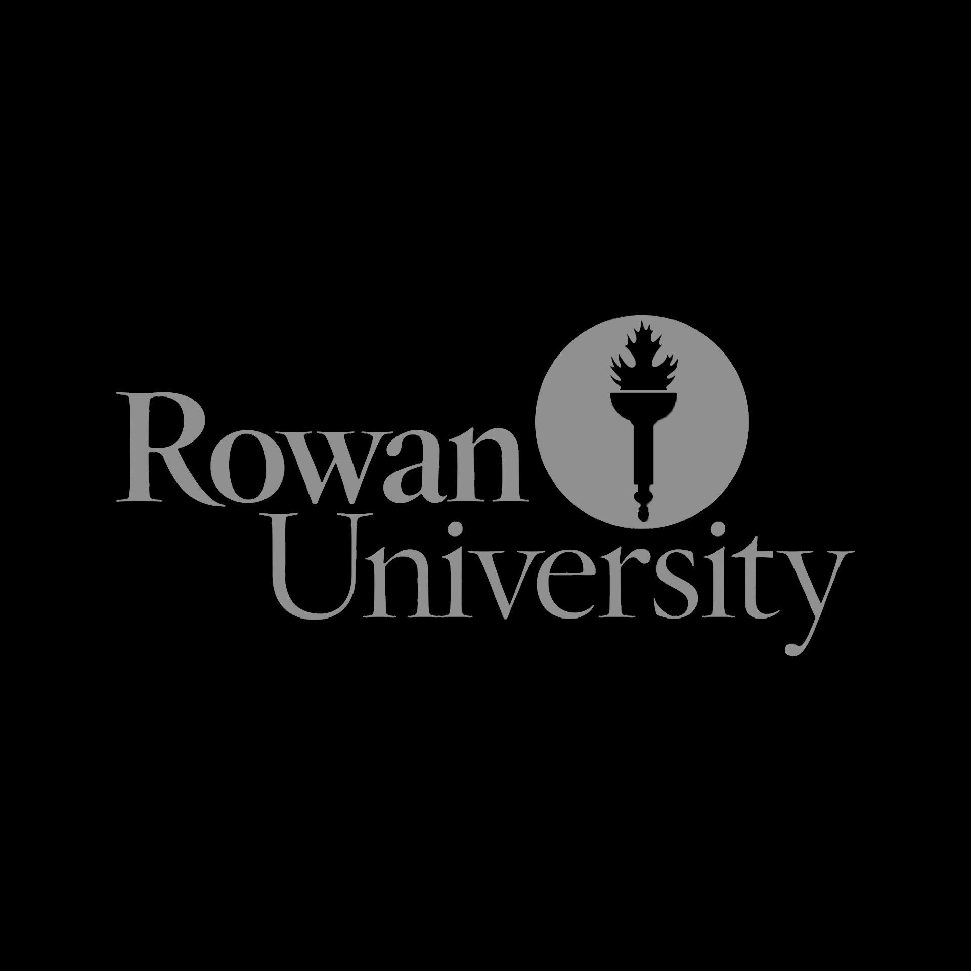 A black and white logo for rowan university