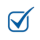 A blue check mark in a square on a white background.