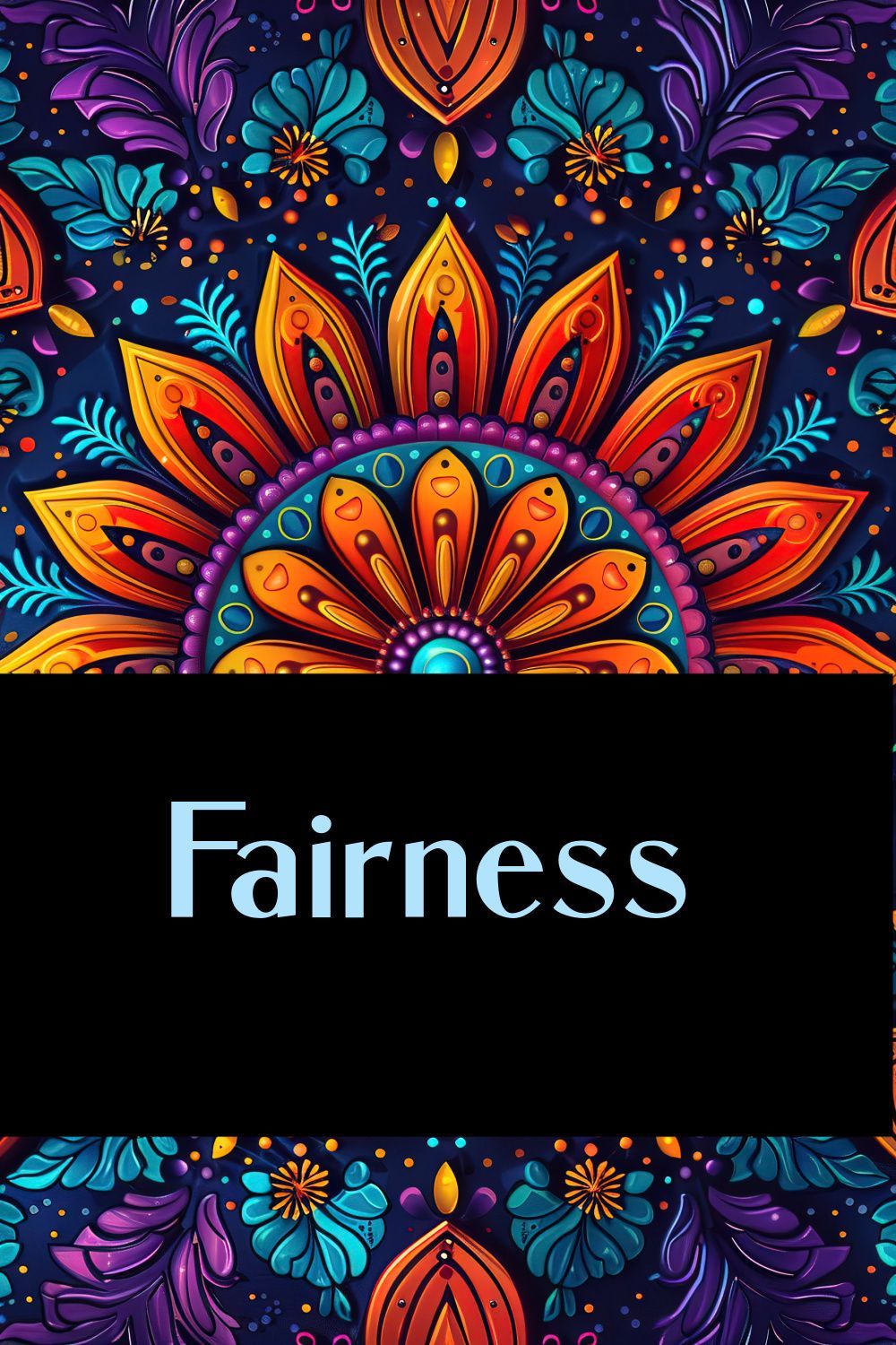 A colorful floral pattern with the word fairness on it