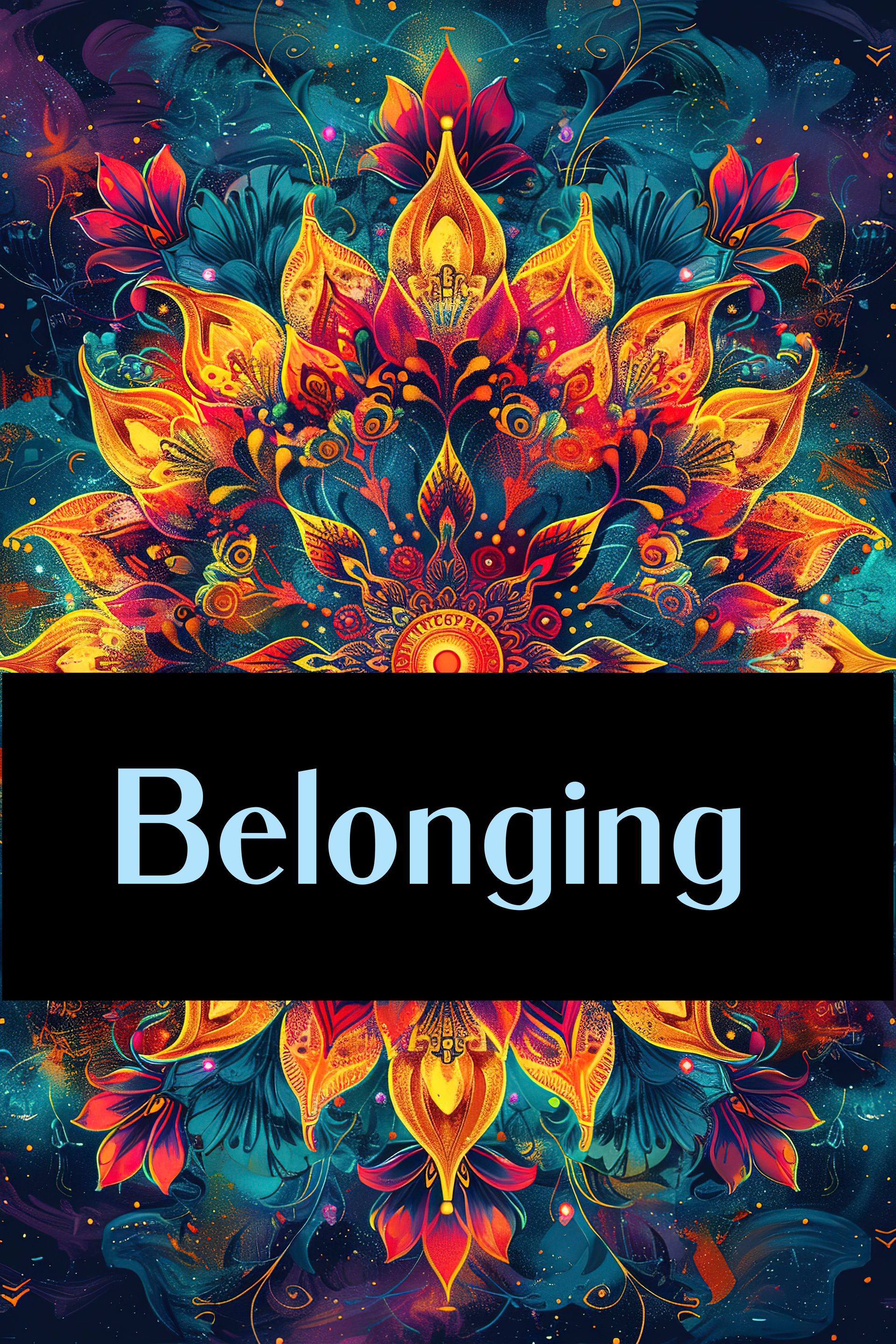 A picture of a mandala with the word belonging on it