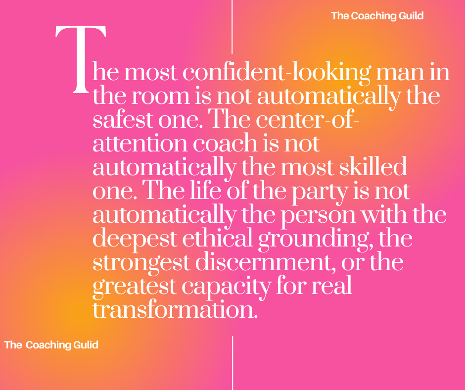 Coaching Guild graphic about confidence, safety, ethics, and real transformational skill.