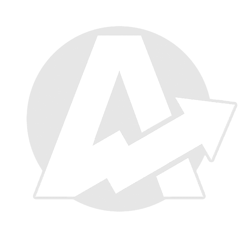 White "A" with arrow, inside a light gray circle.
